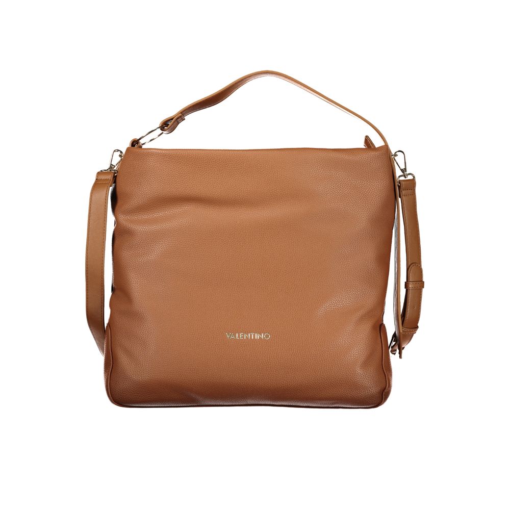 Valentino - Textured PU Leather Hobo Shoulder Bag - Brown Mario Valentino