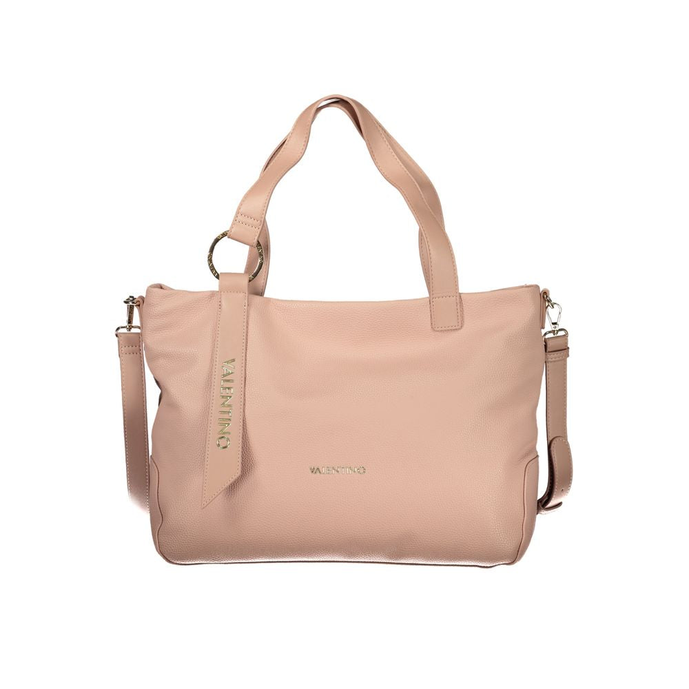 Valentino - Chic Textured PU Leather Tote Bag With Gold Hardware - Pink Mario Valentino