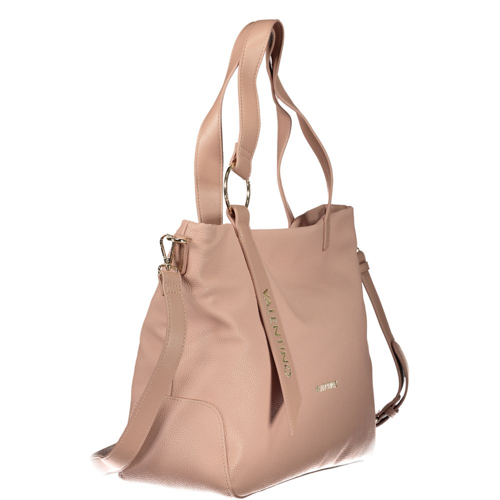 Valentino - Chic Textured PU Leather Tote Bag With Gold Hardware - Pink Mario Valentino