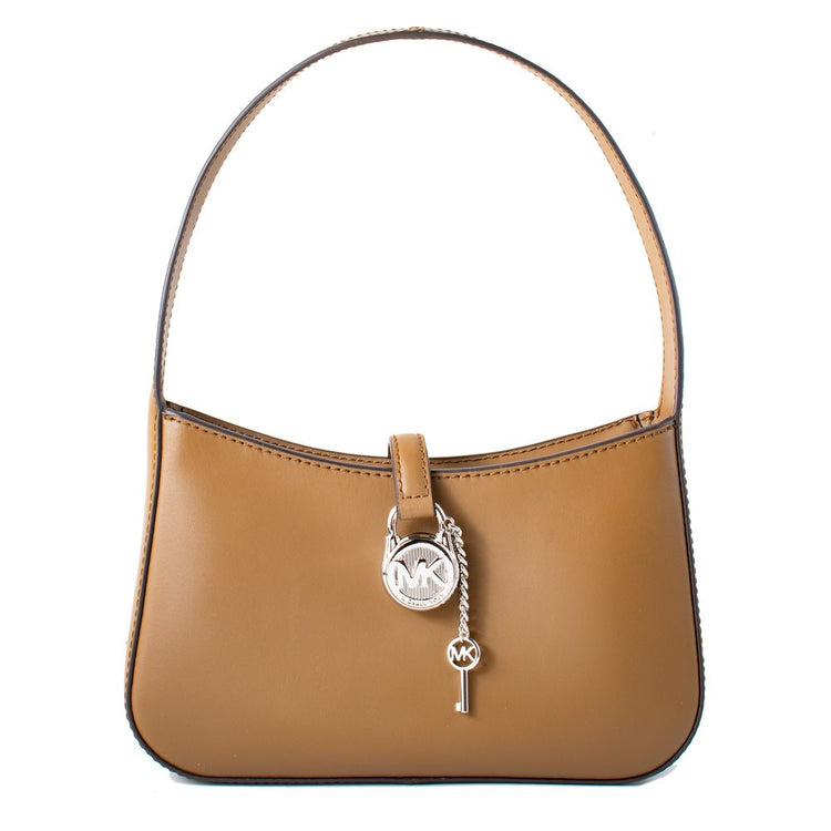 Michael Kors - Soft Faux Fur Structured Top Handle Shoulder Bag with Lock Charm - Brown Michael Kors