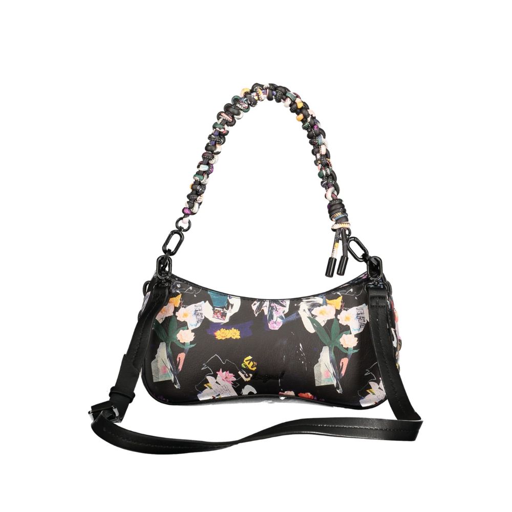 Desigual - Bold Braided Handle Woven Floral Shoulder Bag - Black Multi Desigual
