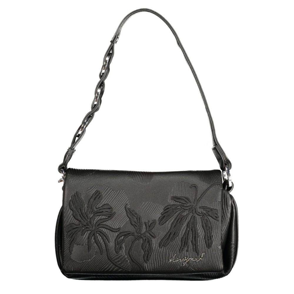 Desigual - Edgy Embossed Floral Chain Shoulder Bag - Black Desigual