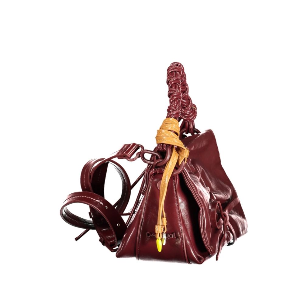 Desigual - Bold Glossy Braided Handle Mini Flap Bag - Burgundy Desigual
