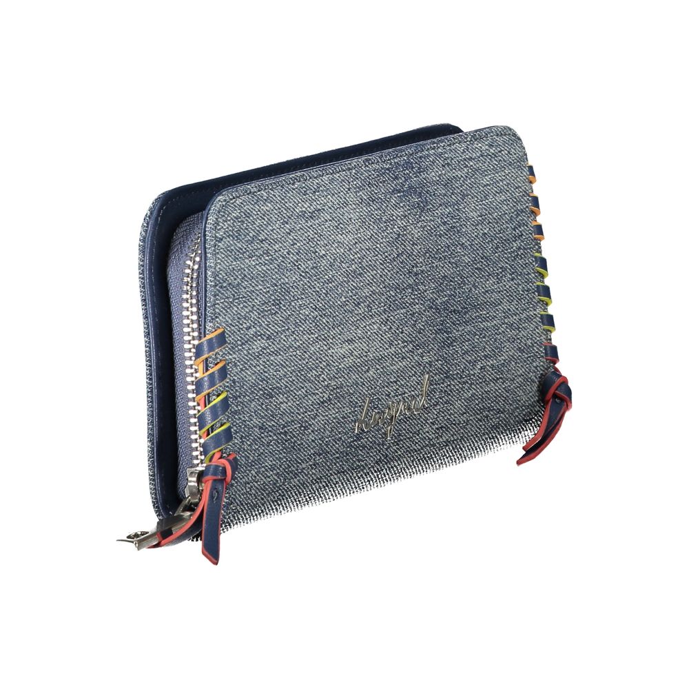 Desigual - Playful Denim Zip-Around Wallet With Contrast Stitching - Blue Desigual