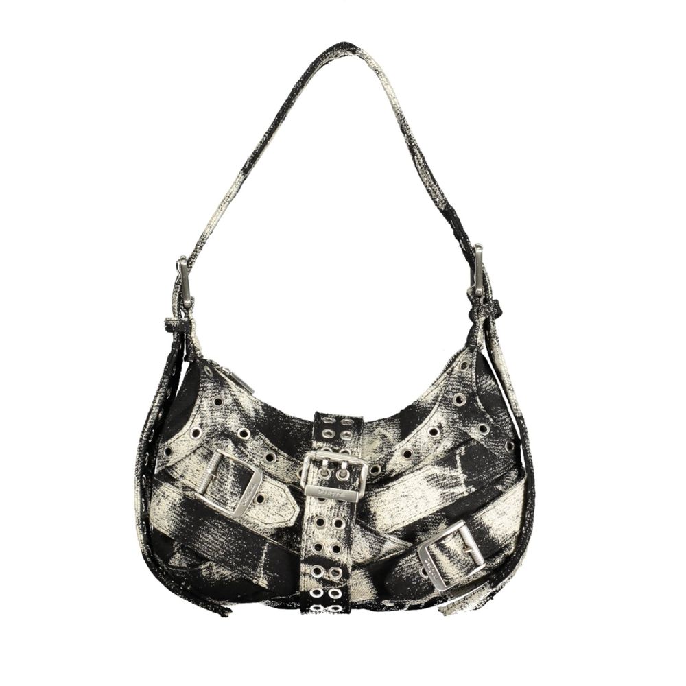 Desigual - Edgy Graphic Canvas Buckle Mini Shoulder Bag - Black White Desigual