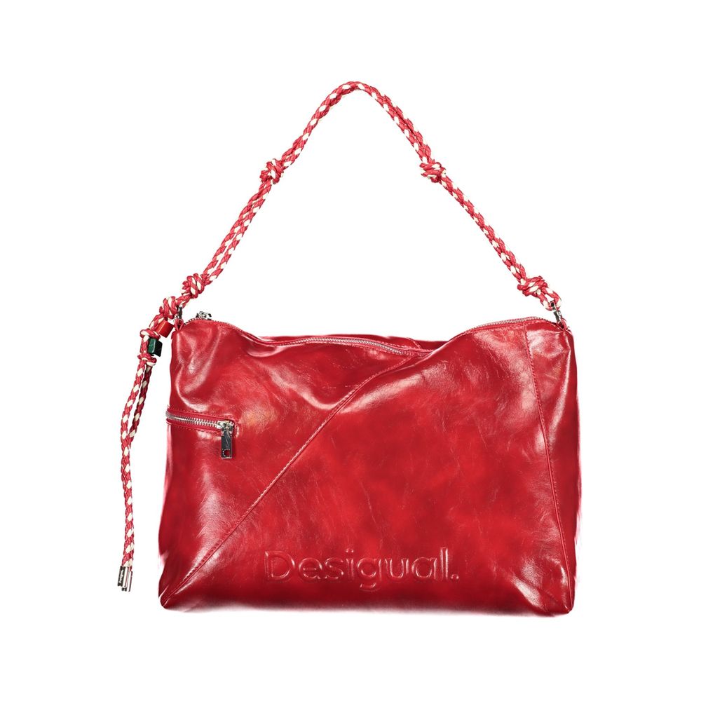 Desigual - Bold Braided Handle Textured Polyethylene Shoulder Bag - Red Desigual