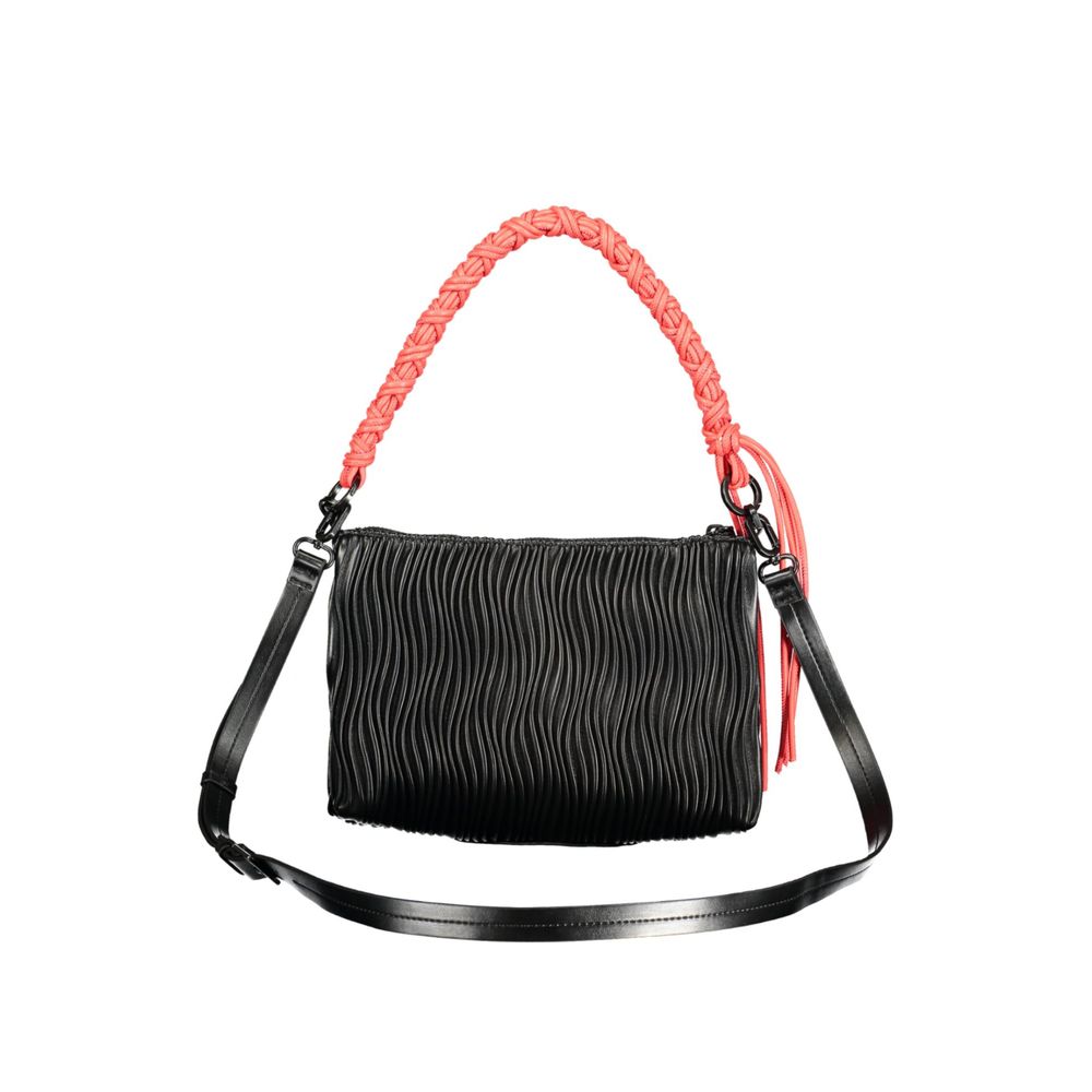 Desigual - Bold Braided Handle Textured Shoulder Bag - Black Coral Desigual