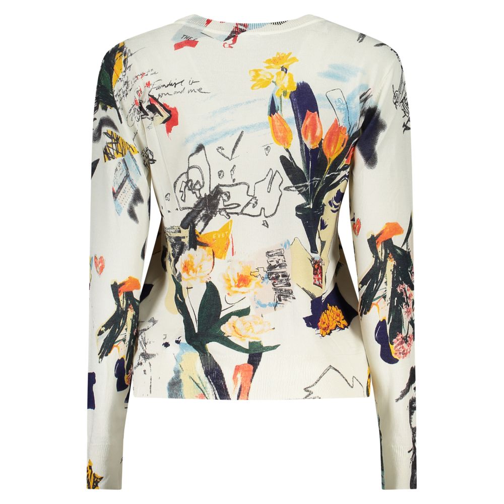 Desigual - Artistic Floral Graphic Long Sleeve Knit Top - White Multi Desigual