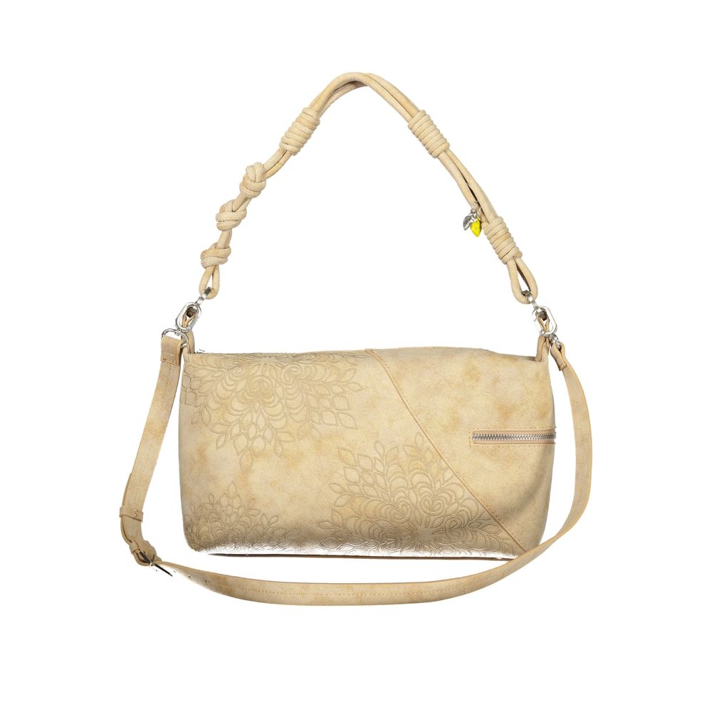 Desigual - Artistic Embossed Knotted Handle Shoulder Bag - Beige Desigual