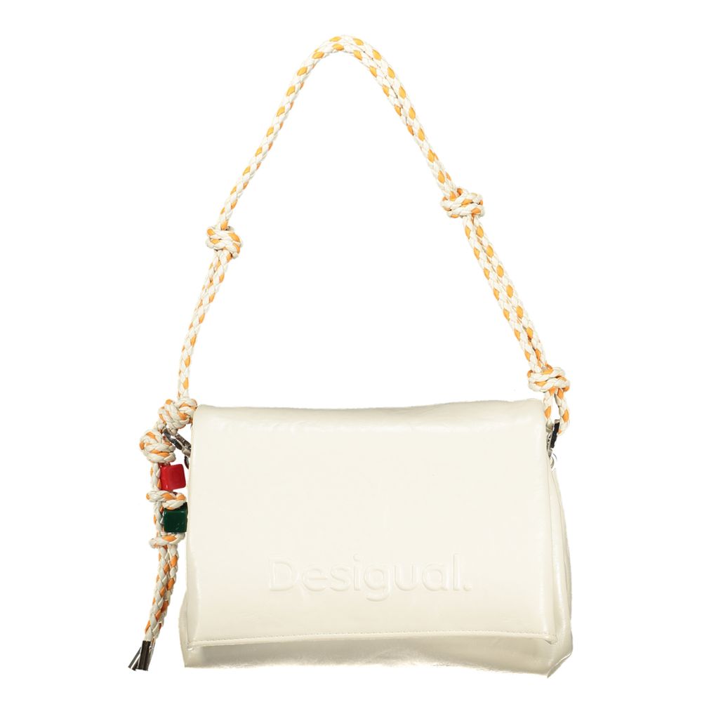 Desigual - Playful Braided Rope Handle Polyethylene Shoulder Bag - Ecru Desigual