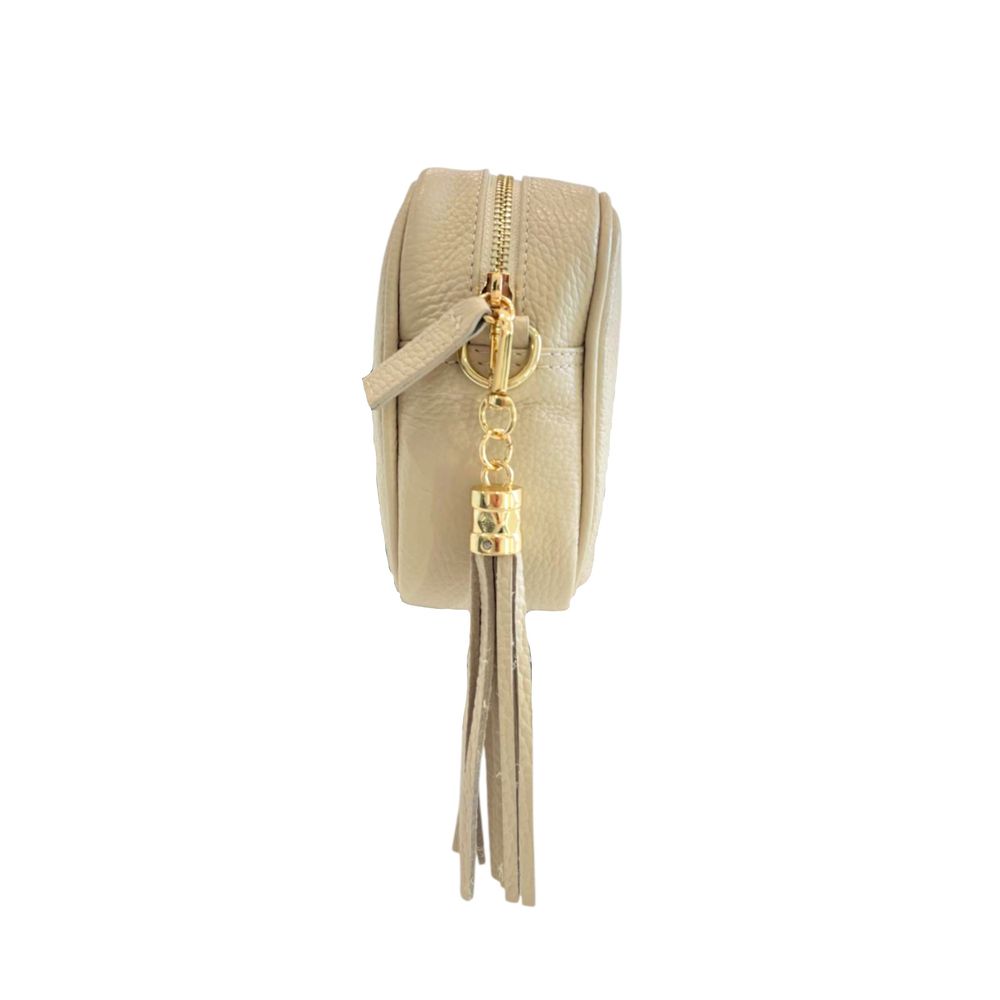 Baldinini Trend - Textured Cowhide Crossbody Bag with Fringe Tassel - Beige Baldinini Trend