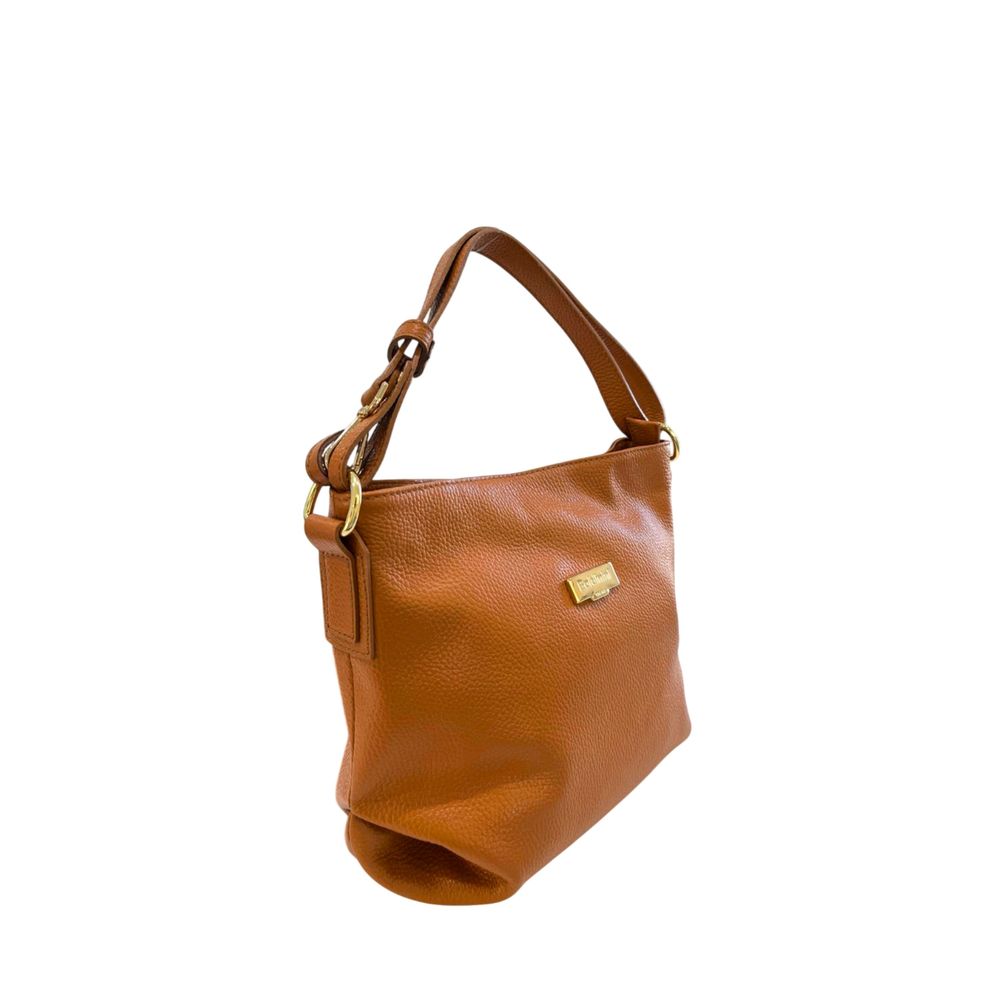 Baldinini Trend - Polished Textured Cowhide Shoulder Bag - Brown Baldinini Trend