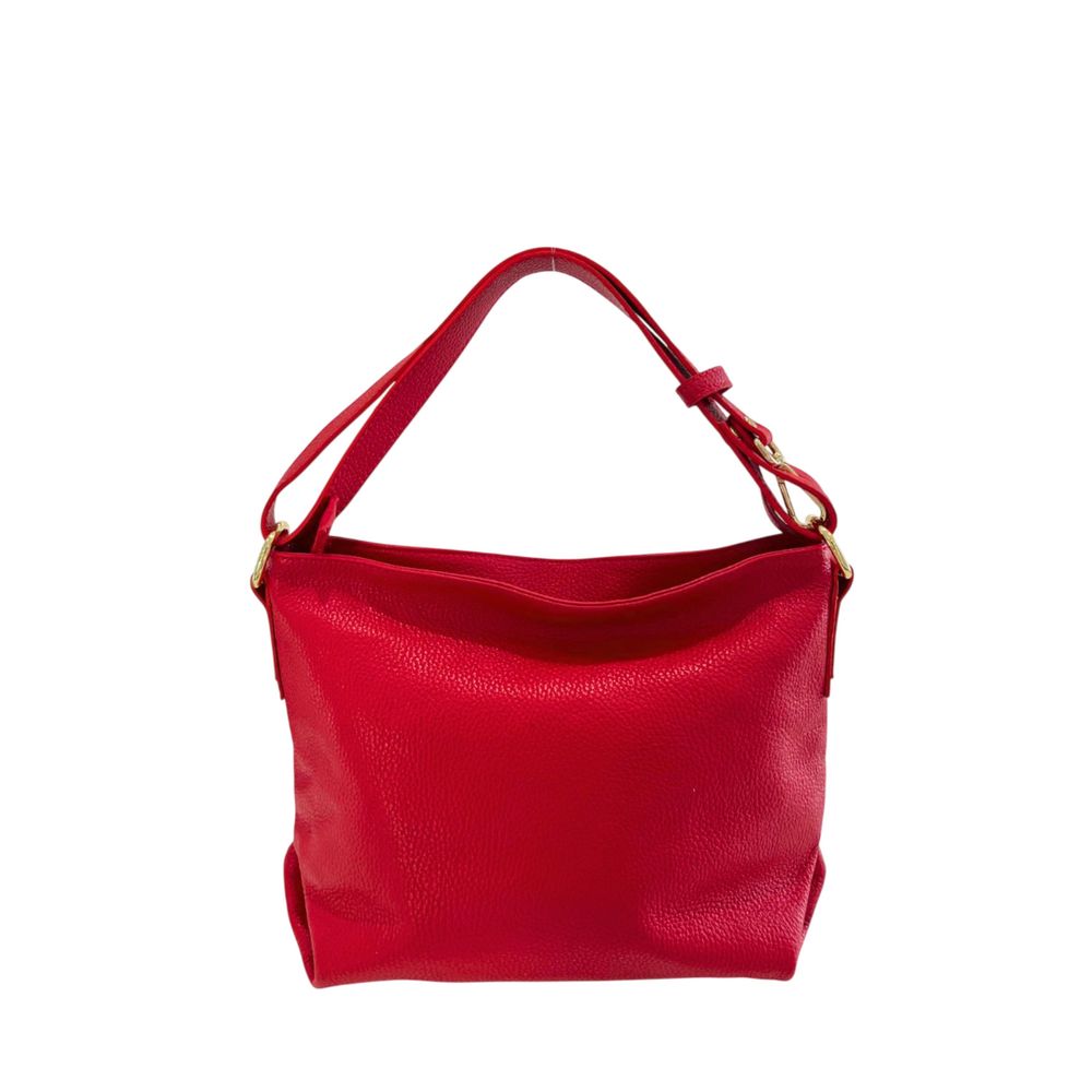 Baldinini Trend - Structured Textured Leather Shoulder Bag With Gold Hardware - Red Baldinini Trend