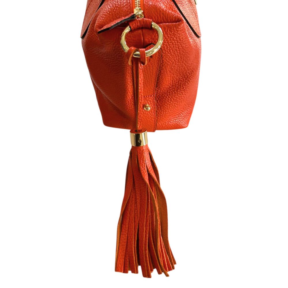 Baldinini Trend - Vibrant Textured Cowhide Shoulder Bag With Tassel - Orange Baldinini Trend