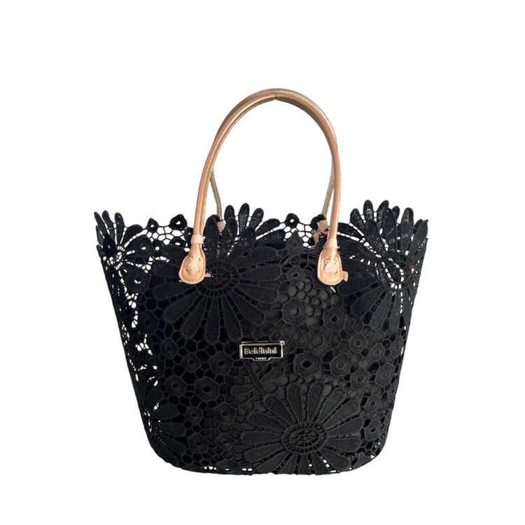 Baldinini Trend - Sculptural Floral Openwork Basket Handbag - Black Baldinini Trend