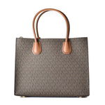 Michael Kors - Structured Logo Print Leather Tote Bag - Brown Michael Kors