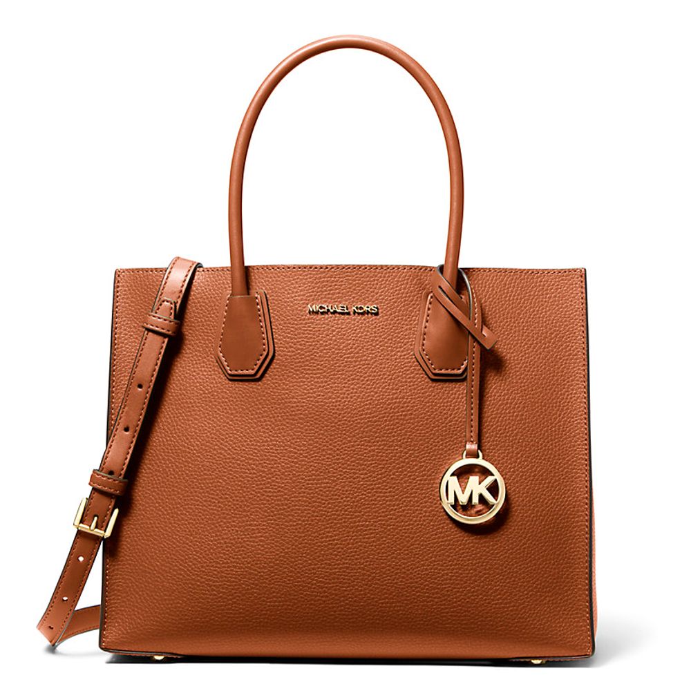 Michael Kors - Polished Textured Structured Tote Bag With Gold Hardware - Brown Michael Kors