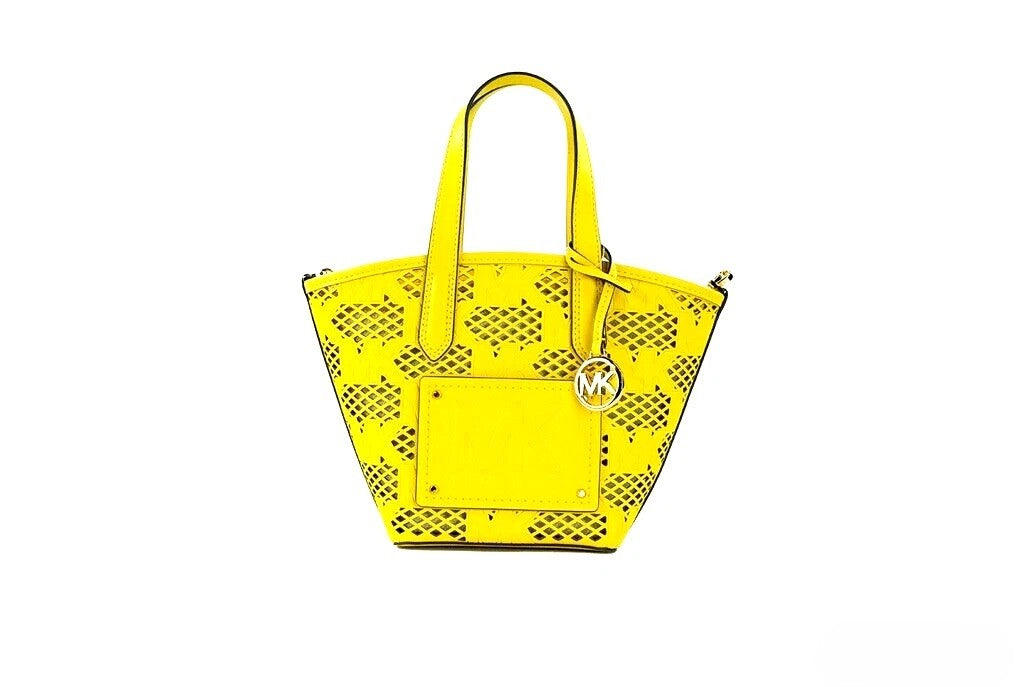 Michael Kors - Vibrant Perforated Vegan Leather 2-In-1 Tote Messenger Bag - Daffodil Michael Kors