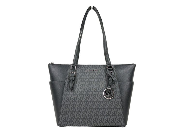 Michael Kors - Poleret Saffiano-læder totebag med logoprint - Sort Signature 