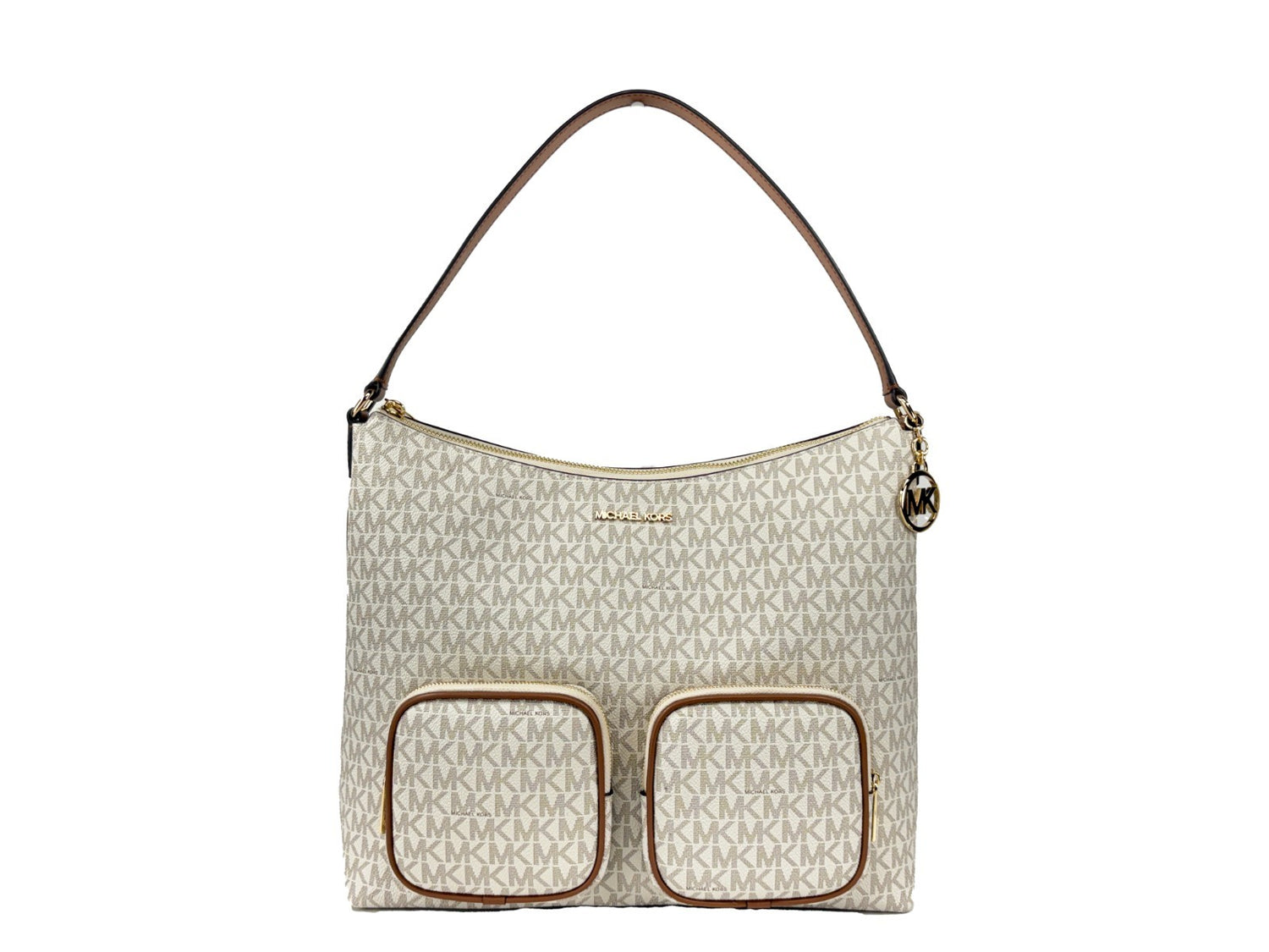 Michael Kors - Polished Logo Print Large Cargo Shoulder Bag - Vanilla Michael Kors
