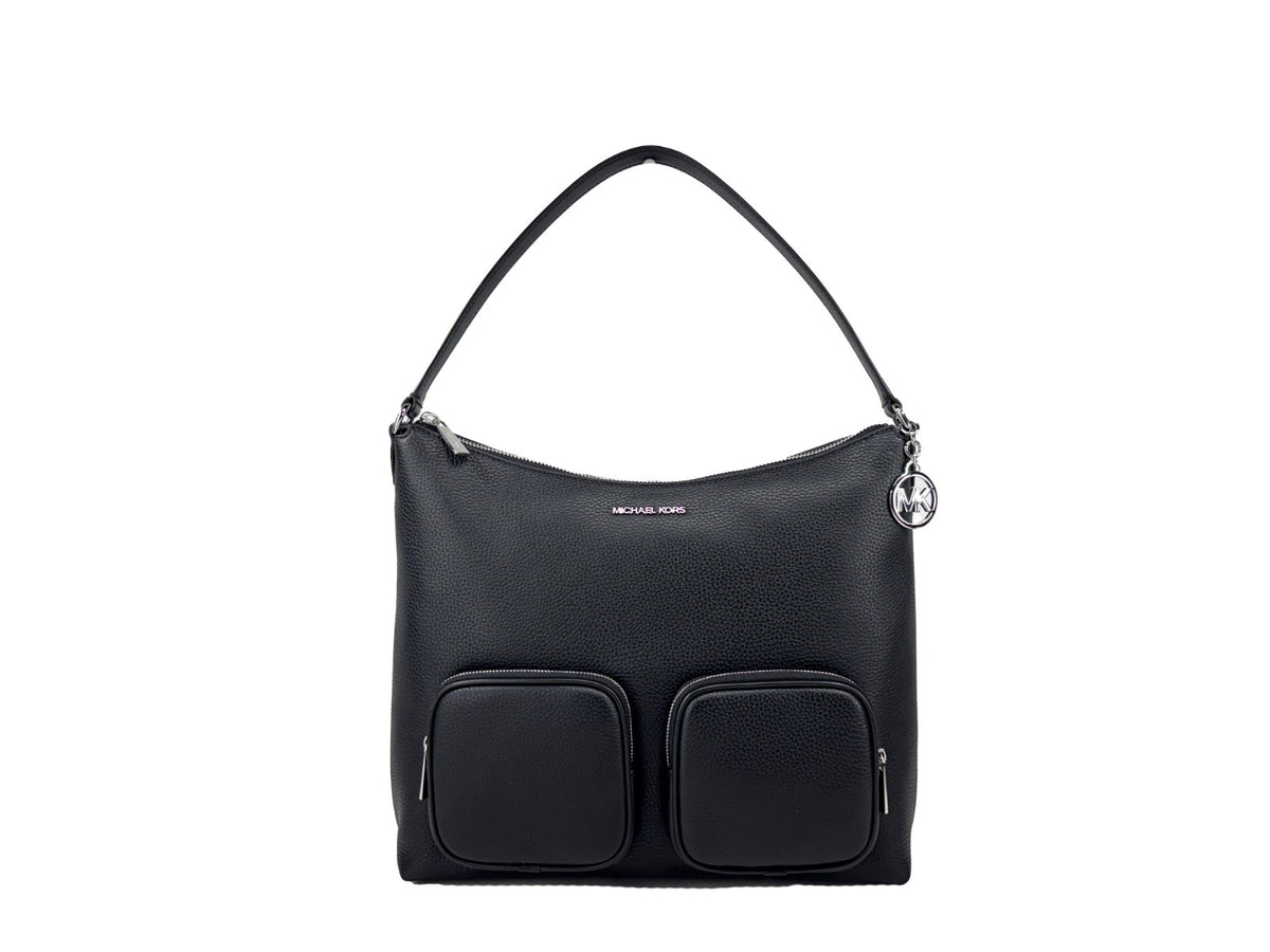 Michael Kors - Polished Pebble Leather Large Cargo Shoulder Bag - Black Michael Kors
