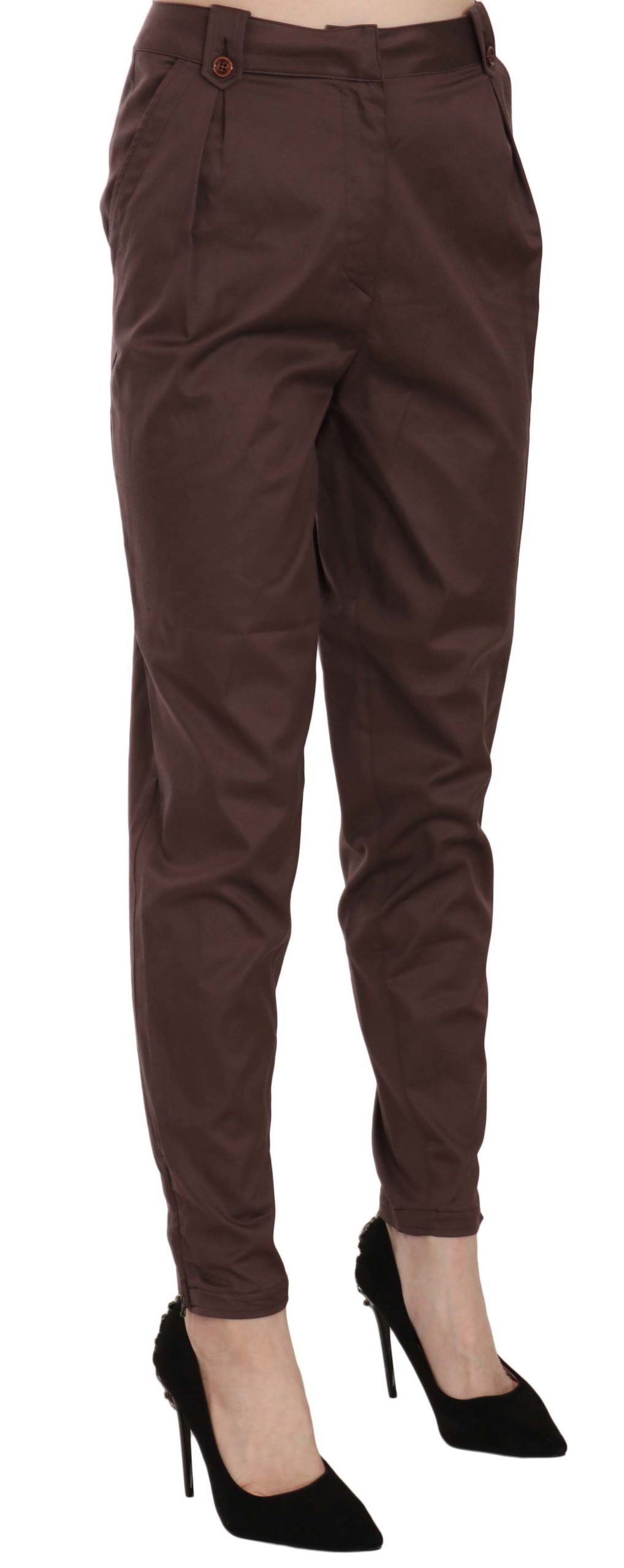 Just Cavalli - Sophisticated High Waist Tapered Formal Trousers - Brown Just Cavalli