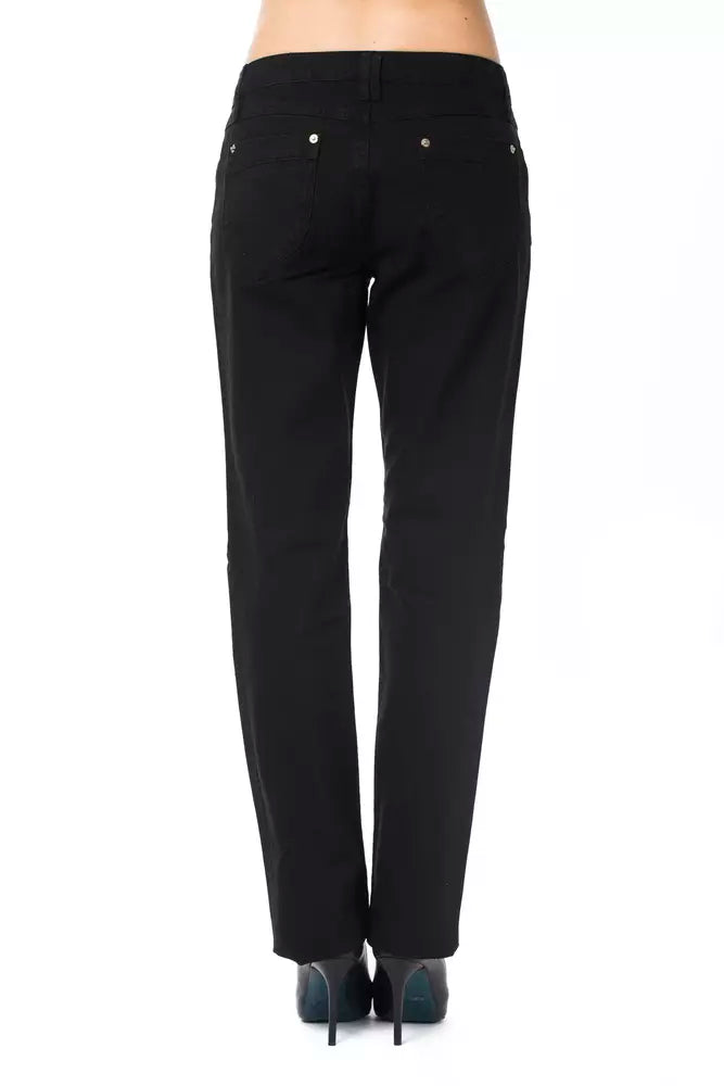 Ungaro Fever - Classic Regular Fit Straight Leg Cotton Pant - Black Ungaro Fever