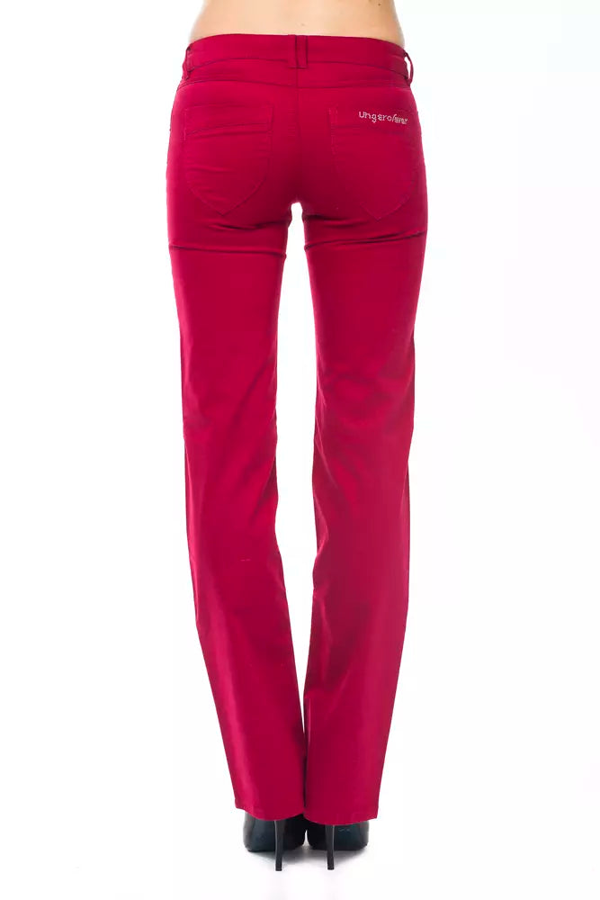 Ungaro Fever - Bold Regular Fit Cotton Straight Leg Pants - Red Ungaro Fever
