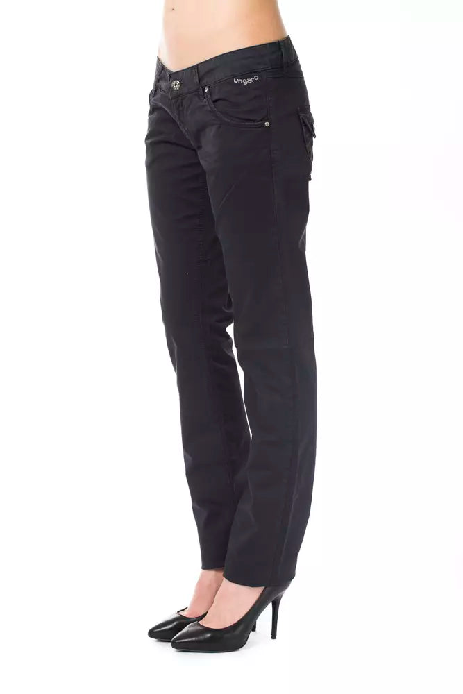 Ungaro Fever - Chic Cotton Blend Straight Leg Pant - Blue Ungaro Fever