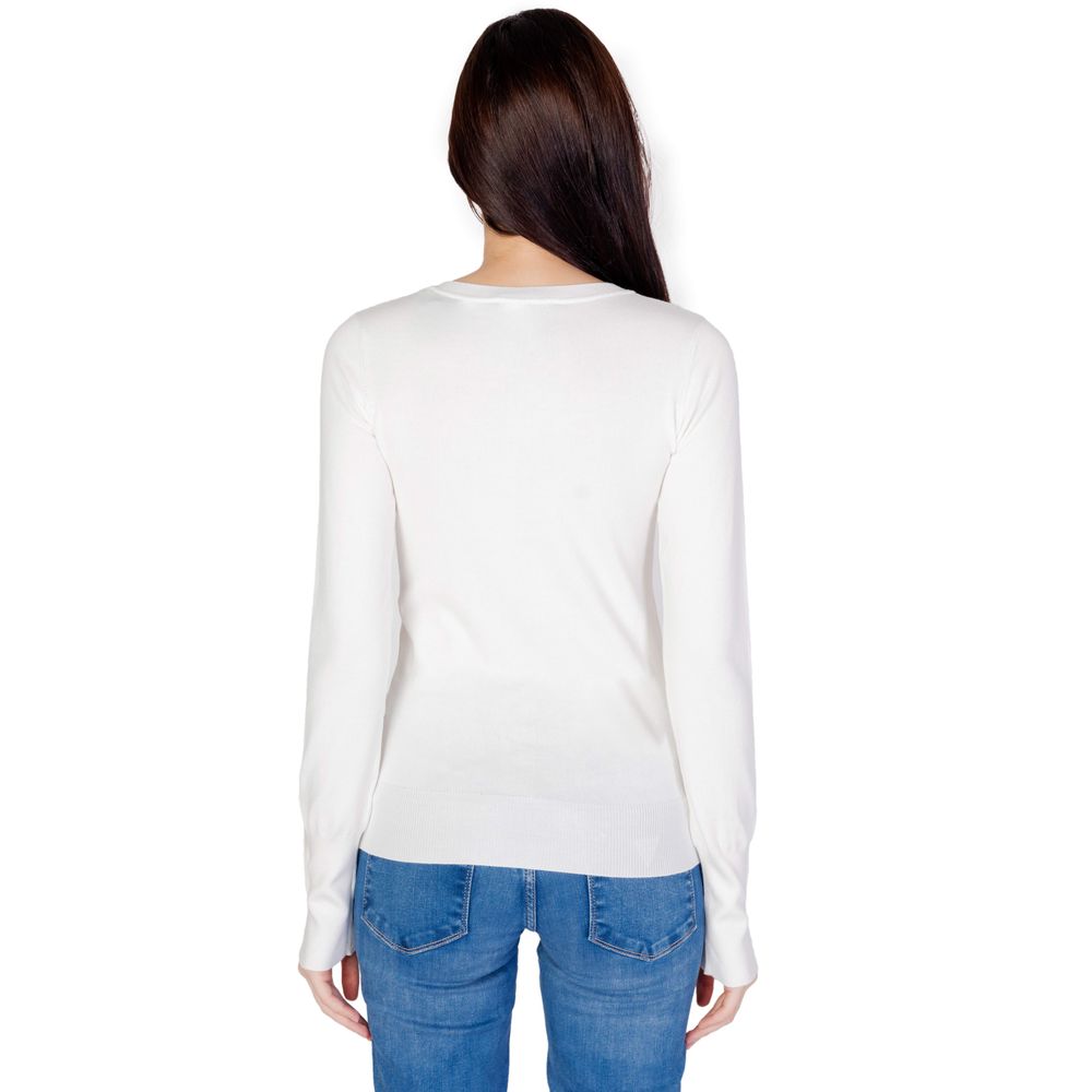 Guess - Refined V-Neck Fitted Cotton Knit Top - White Guess