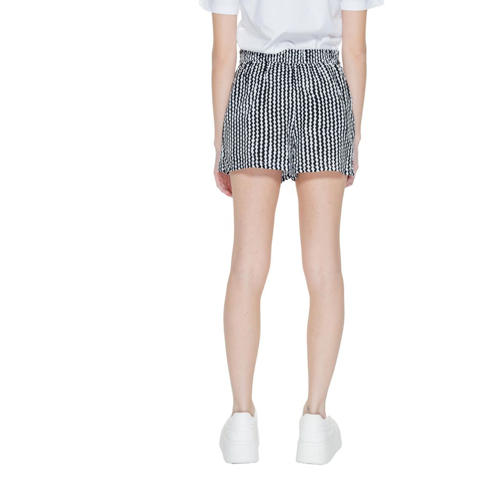 Only - Relaxed Geometric Print Viscose Shorts - Black White Only