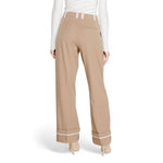 Only - Sophisticated Wide Leg Palazzo Trousers with Contrast Detail - Brown Only