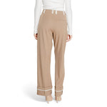 Only - Sophisticated Wide Leg Palazzo Trousers with Contrast Detail - Brown Only