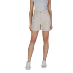 B.Young - Relaxed High-Waisted Turn-Up Hem Cotton Shorts - Beige B.Young