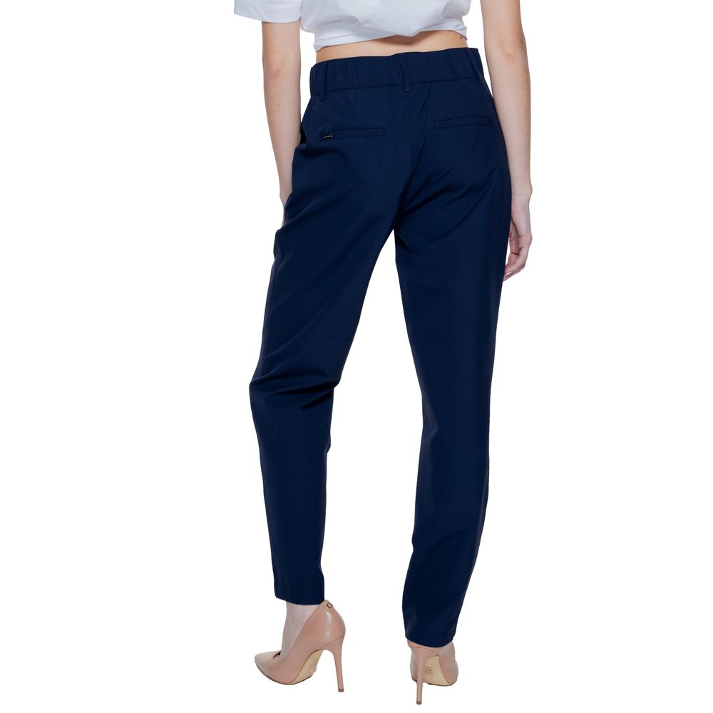Street One - Sophisticated High-Rise Straight Leg Tailored Trousers - Blue Street One