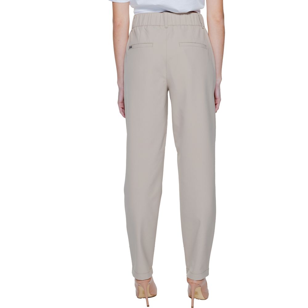 Street One - Polished High-Rise Cigarette Pant with Elastic Back Waist - Beige Street One