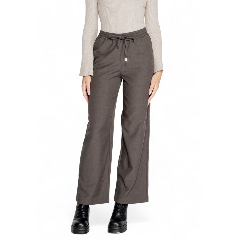 Only - Effortless High-Waist Wide Leg Palazzo Pant - Grey Only