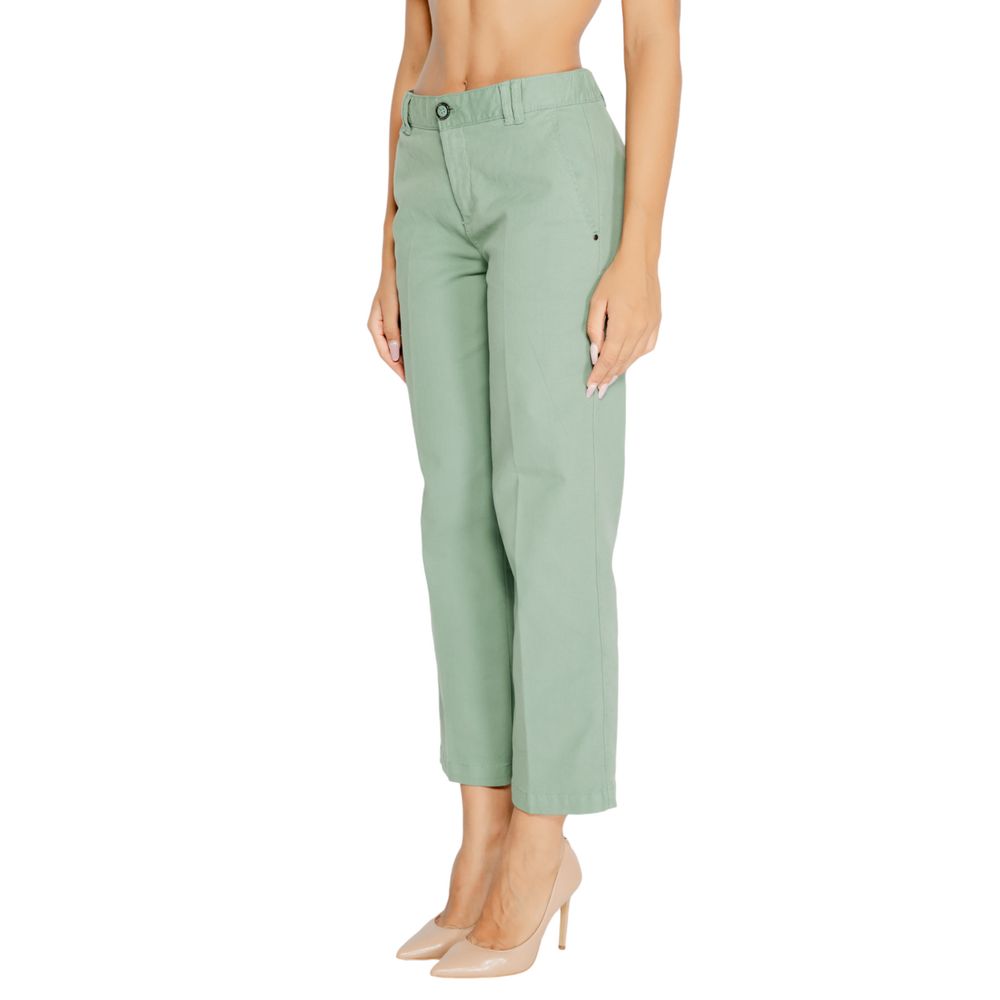 Street One - Elegant Straight Leg Cotton Twill Trousers - Turquoise Street One