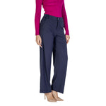 Street One - Elegant Viscose Cigarette Cut Wide Leg Trousers - Blue Street One