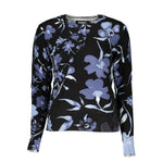 Desigual - Bold Floral Print Regular Fit Crew Neck Sweater - Black Blue Floral Desigual