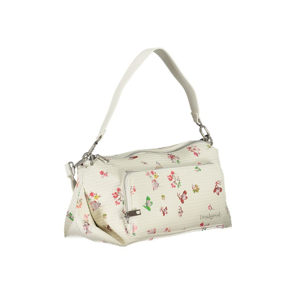 Desigual - Playful Floral Textured Polyethylene Handbag - White Desigual