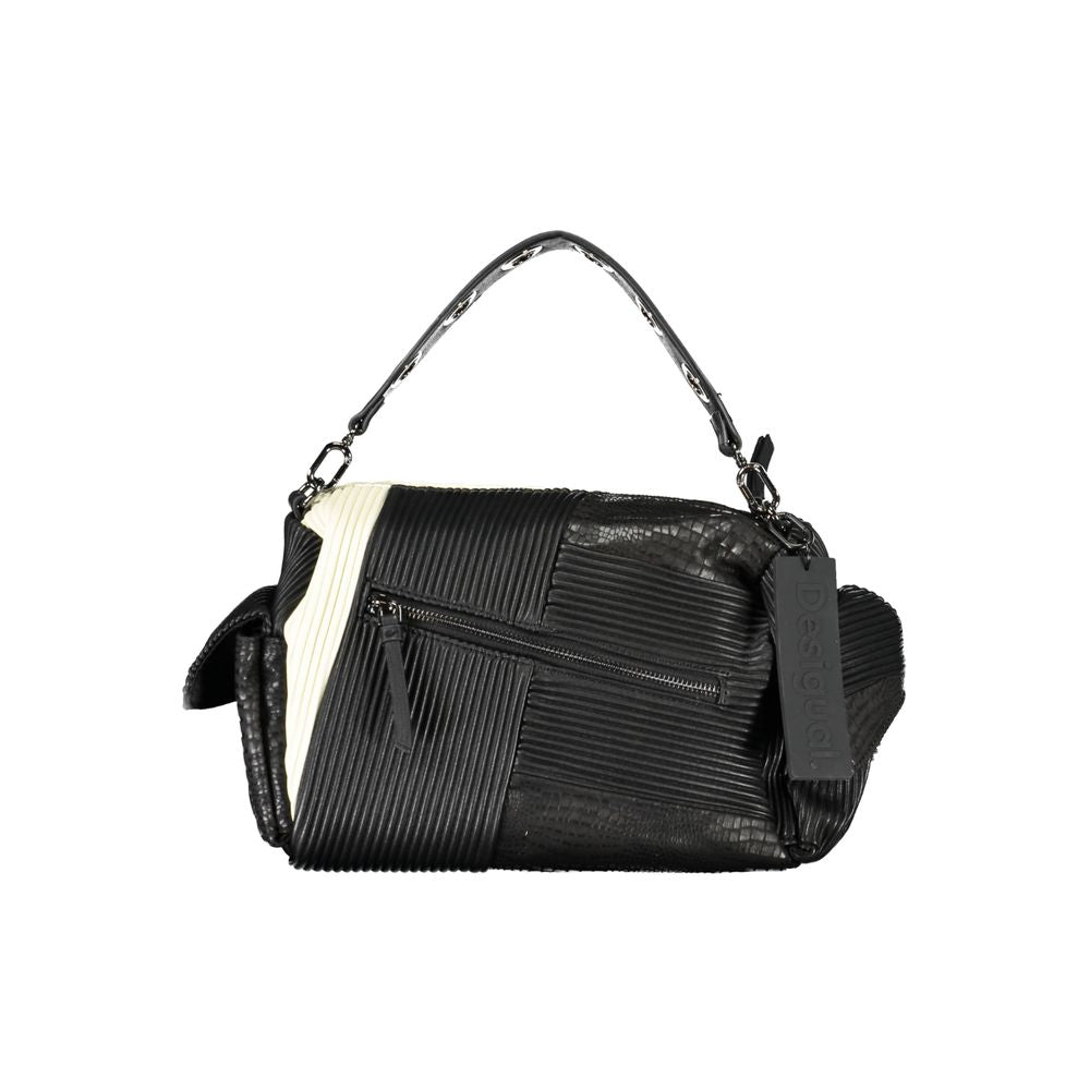 Desigual - Edgy Textured Polyethylene Shoulder Bag with Contrast Details - Black Desigual
