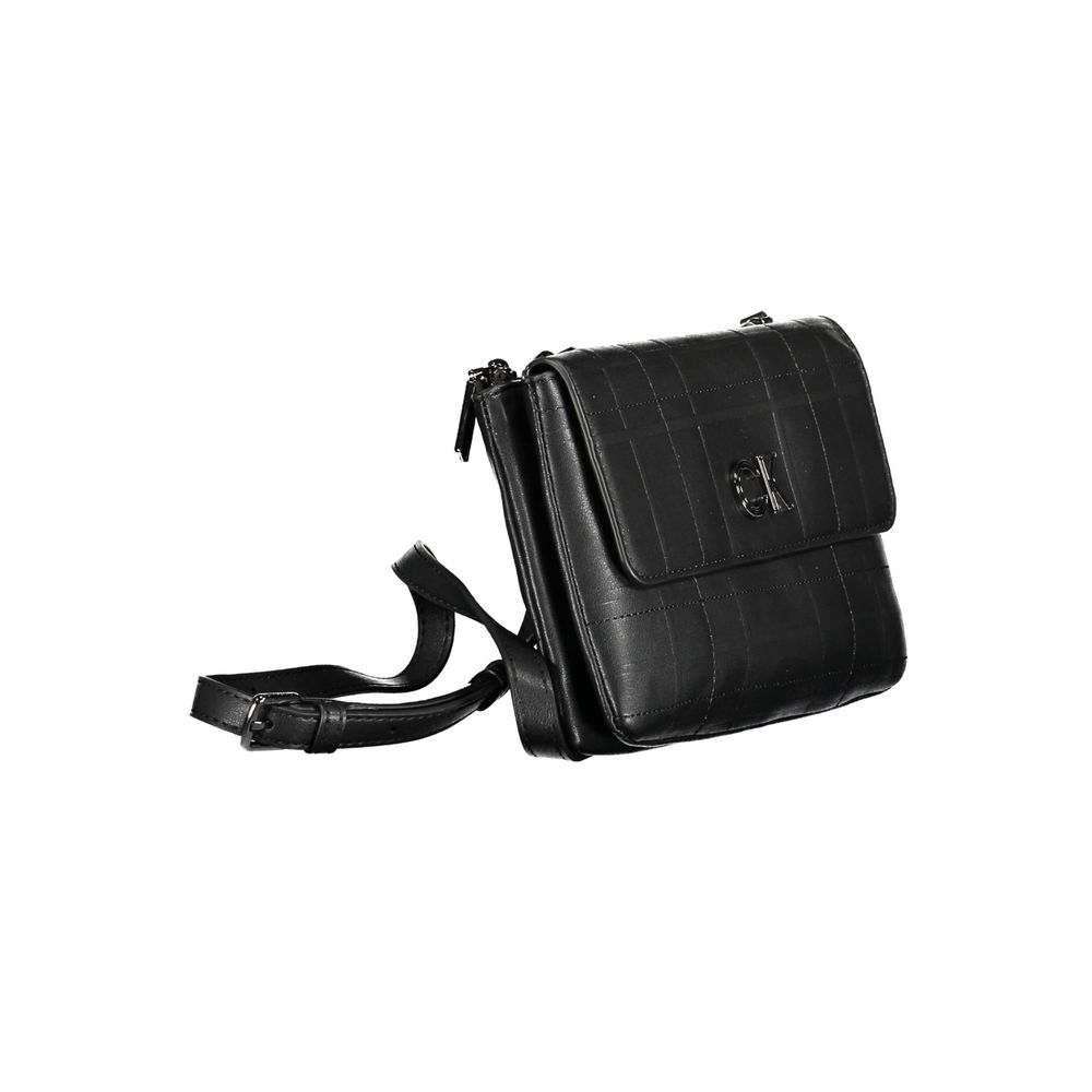 Calvin Klein - Sophisticated Textured Flap Shoulder Bag with Adjustable Strap - Black Calvin Klein