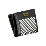 Guess Jeans - Sleek Woven Polyethylene Wallet with Coin Purse - Black White Check Guess Jeans