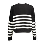 Desigual - Playful Striped Cotton Sweater with Embroidered Logo - Black White Desigual
