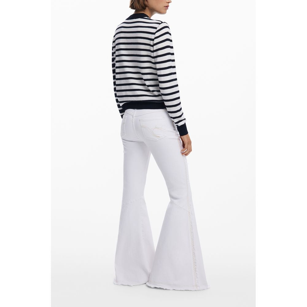 Desigual - Bold Striped Ribbed Knit Cropped Sweater - Black Desigual