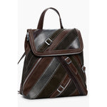 Desigual - Bold Patchwork Mini Backpack With Buckle Details - Brown Desigual