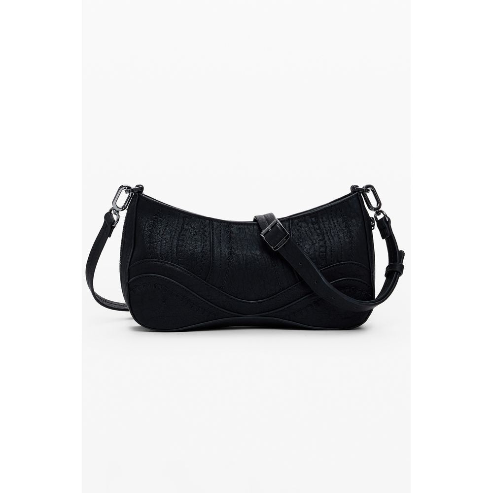 Desigual - Edgy Studded Textured Shoulder Bag - Black Desigual