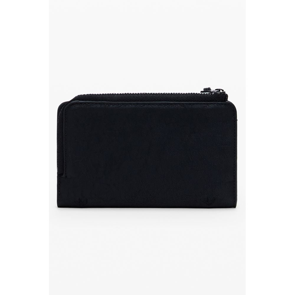 Desigual - Bold Embroidered Patch Textured Zip Wallet - Black Desigual