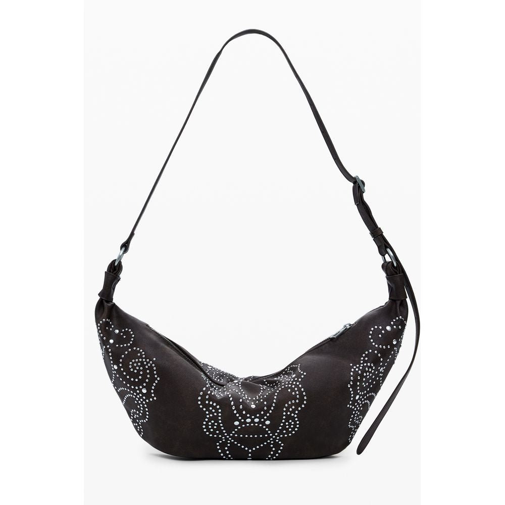 Desigual - Edgy Studded Crescent Shoulder Bag - Brown Desigual